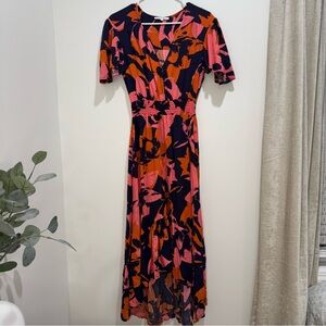 Abel the Label Abstract Floral Maxi Dress‎ Size S Anthropologie